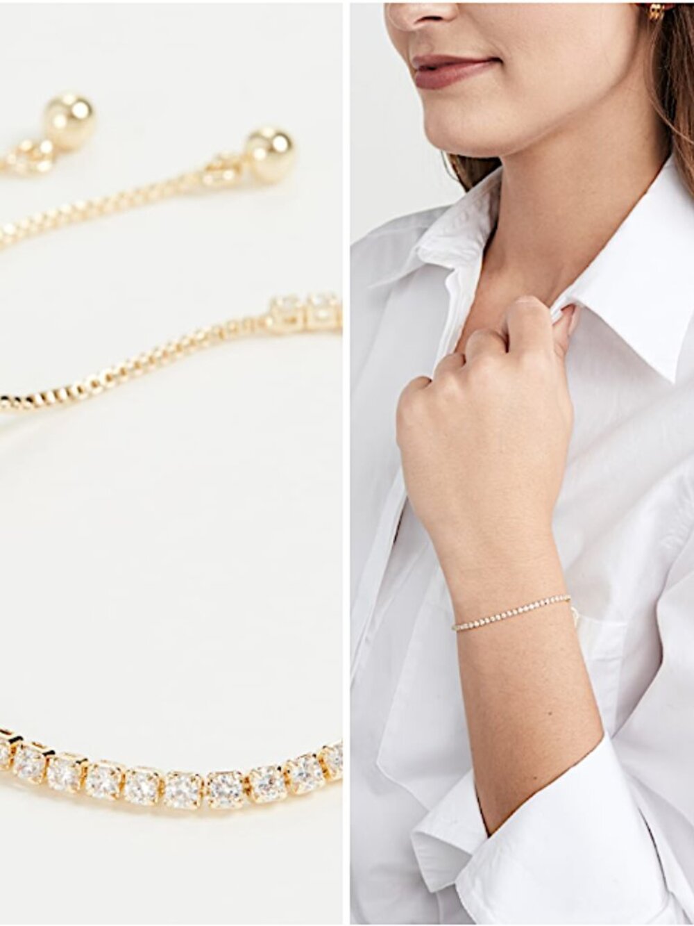 New Anthropologie Shashi Gold Diamond Tennis Bracelet
